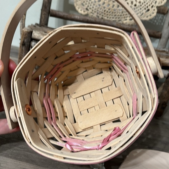 LONGABERGER 2001 BREAST CANCER HORIZON OF HOPE BASKET W/Hexagon Wood Top & Liner - Picture 12 of 17